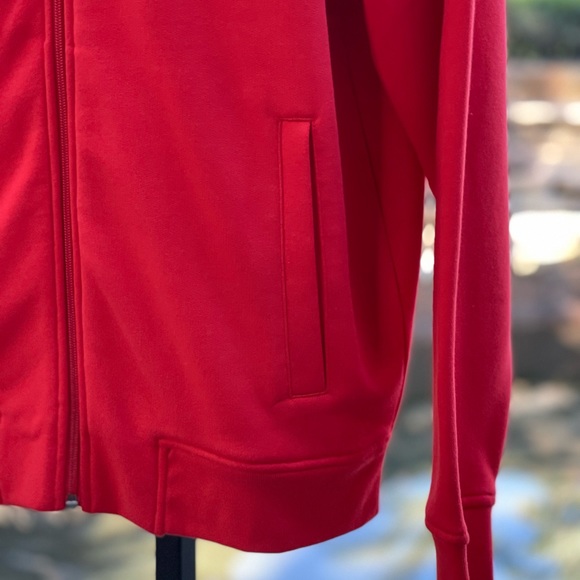 Lacoste Mens Red Cotton Blend Full-Zip Hoodie (Large) - Picture 4 of 9